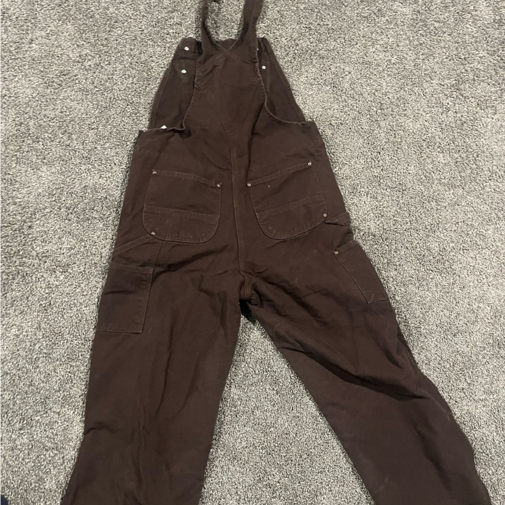 Carhartt Dark Brown Duck Bib Overalls with Adjustable Straps - Picture 2 of 6